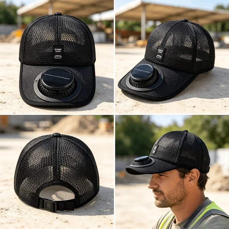 Solar & USB Charging Fan Baseball Sun Hat, Breathable Windproof Sunscreen Outdoor Sunshade Cap