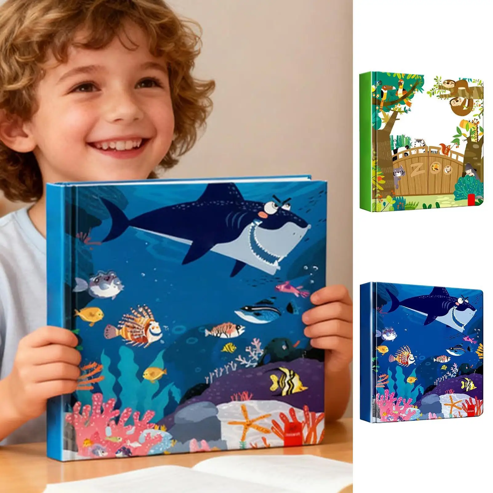 Preschool Learning Books 3D Educational Storybook Animal Theme Hardcover Interactive Board Books For Reading Speech Kids Boy