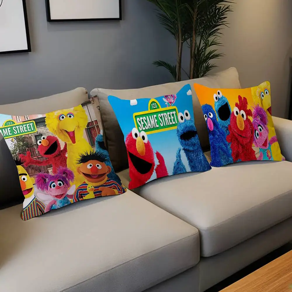 S-Sesame Cartoon S-Streets Cushion Cover Polyester Sofa Cushions Decorative Throw Pillows Home Decoration Pillowcover