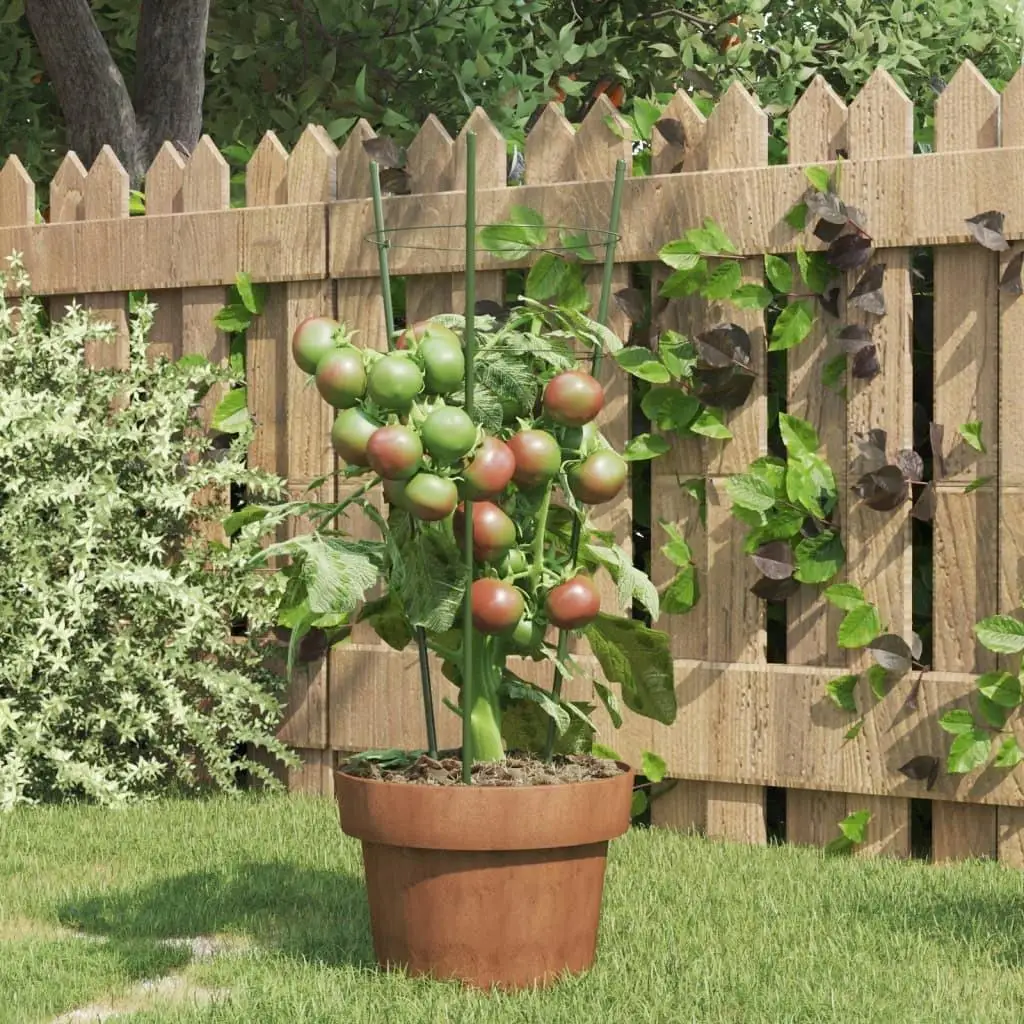 5pcs Green Steel Garden Plant Supports - 3 Ring Design, 45cm Height for Strong Support