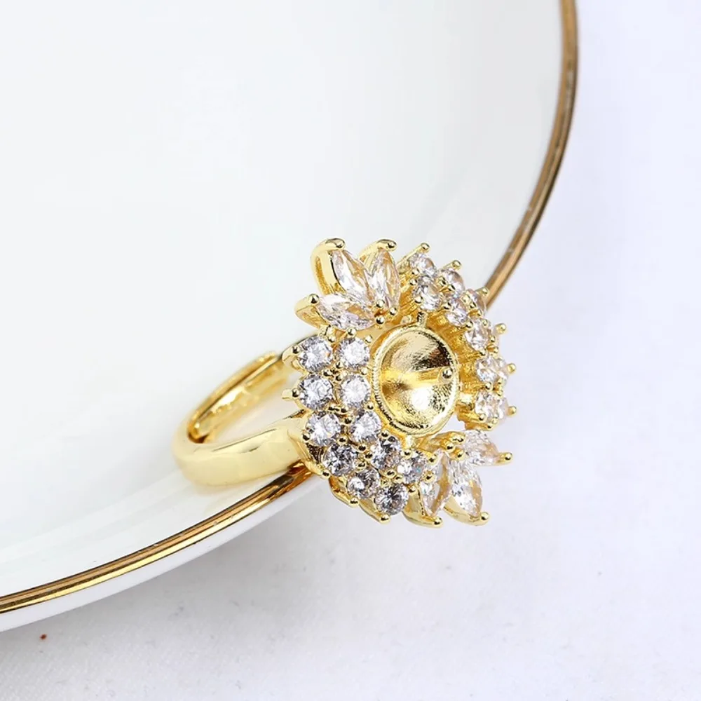 

5pcs Adjustable Gold Plated Pearl Ring Settings Findings & Accessories-for Jewelry Making Bulk Wholesale Craft Supplies 9-10mm