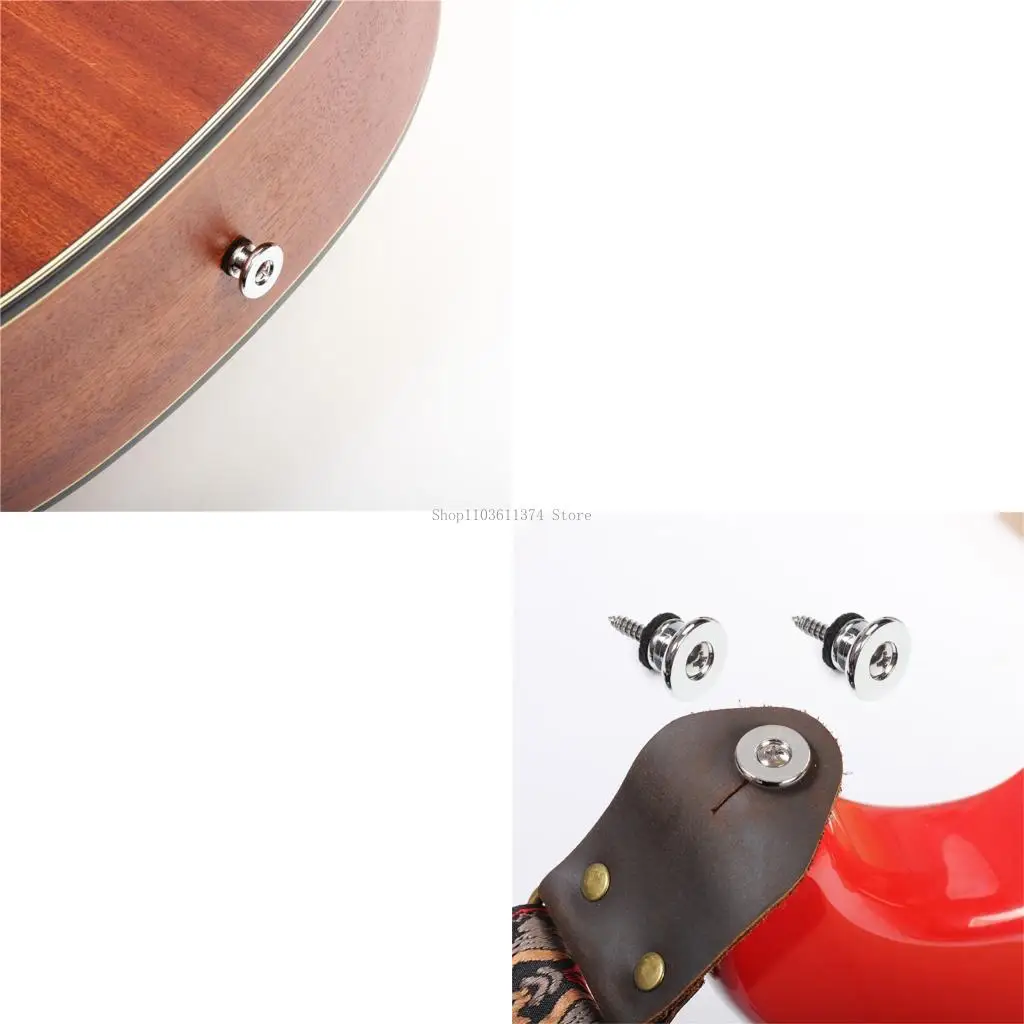 

Set of 2 Guitar Strap Safe Locks Elegant Buttons Guitar Accessory Set Metal Strap Locks Electric Guitar Part for Guitar