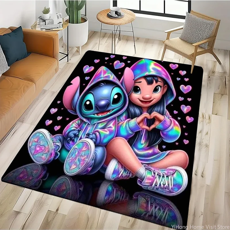 Disney Cartoon Lilo & Stitch HD Printed 3D Carpet Rug for Living Room Bedroom Table Chair Sofa Decorative Carpets Exquisite Gift