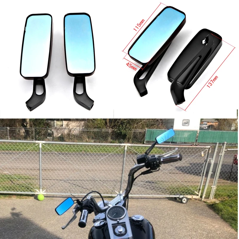 Black Universal Motorcycle Rear View Side Mirrors For Kawasaki Vulcan VN 750 800 900 1500 1600 1700 2000 Classic Custom