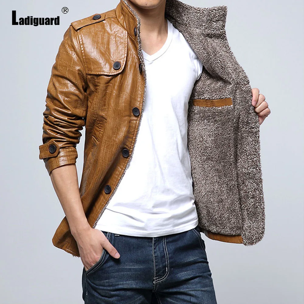 

Plus Size 8xl Mens Pu Leather Jackets 2024 New Winter Plush Jacket Lepal Collar Outerwear Men Fashion Leisure Stand Pocket Coats