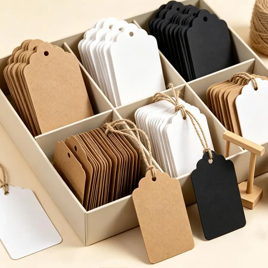 100pcs Blank Gift Tags, Marking Cards for Gift Wrapping, Price Tag Making, DIY Handcraft Decor, Product Label Application XJM