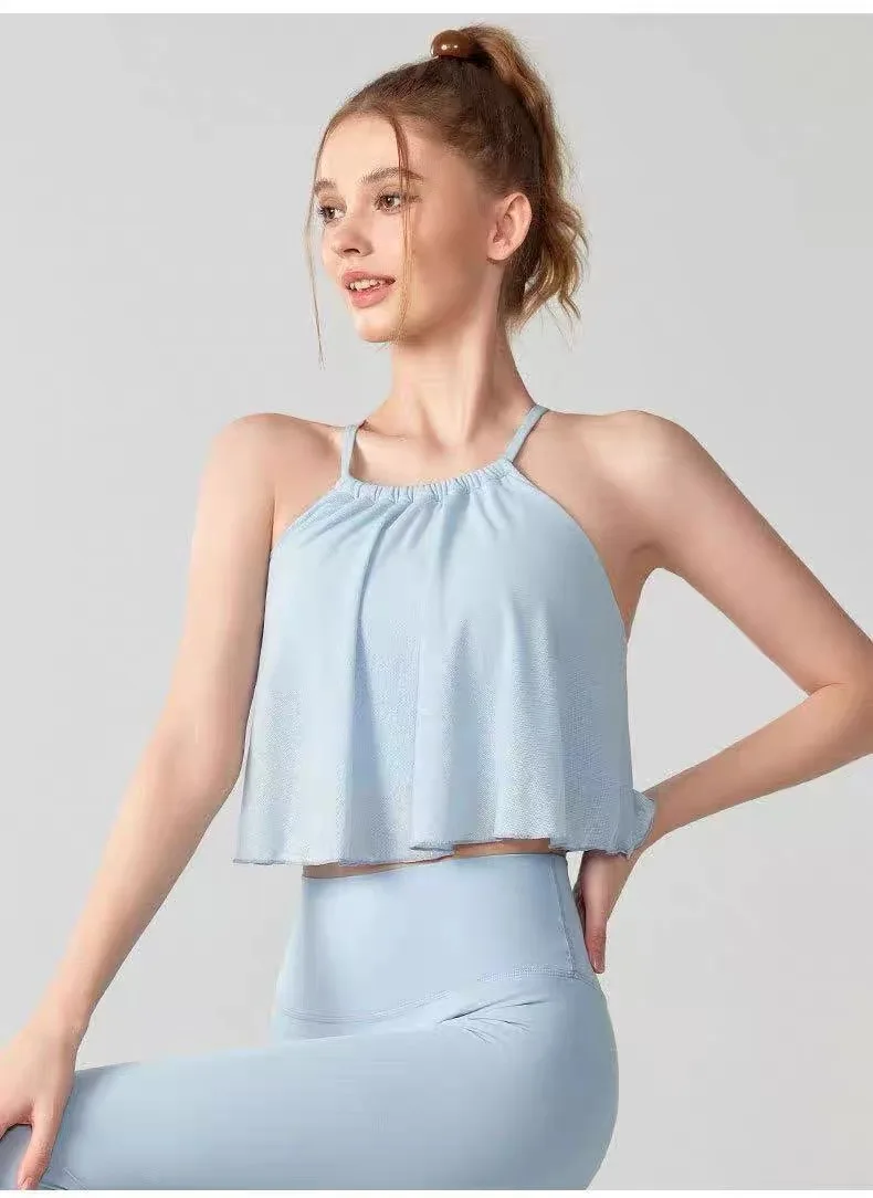 Cloud-sensing Mesh Yoga-Anzug Weste mit Brustpolster Fitness Pilates Top Stoßfester Suspension-Sport-BH Schöne Rückenweste – Detail 8