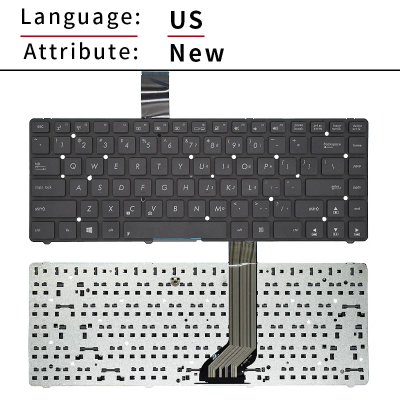 Teclado de repuesto para portátil Asus A45V, K45V, A85V, R400, K45VD, A85, R400V, negro, sin marco, sin lámina, Win8, Ru/Rusia