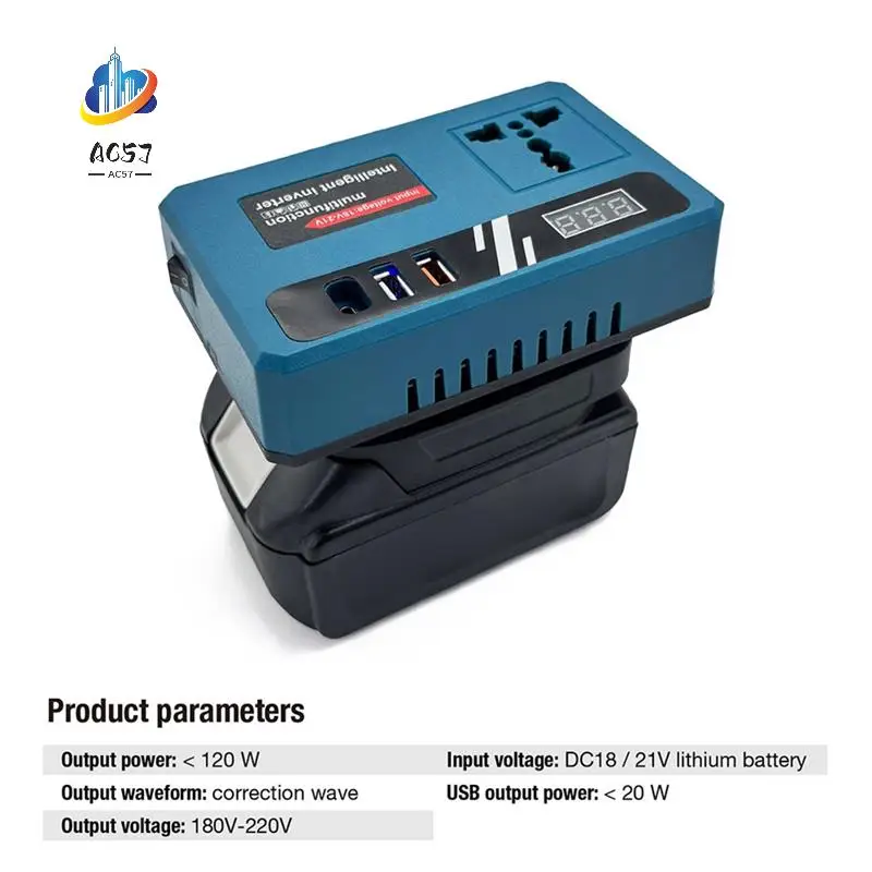 

AC57-For //Milwaukee18v Li- Battery Power Supply Inverter DC18V/21V To 220V AC For Outdoor Battery Inverter