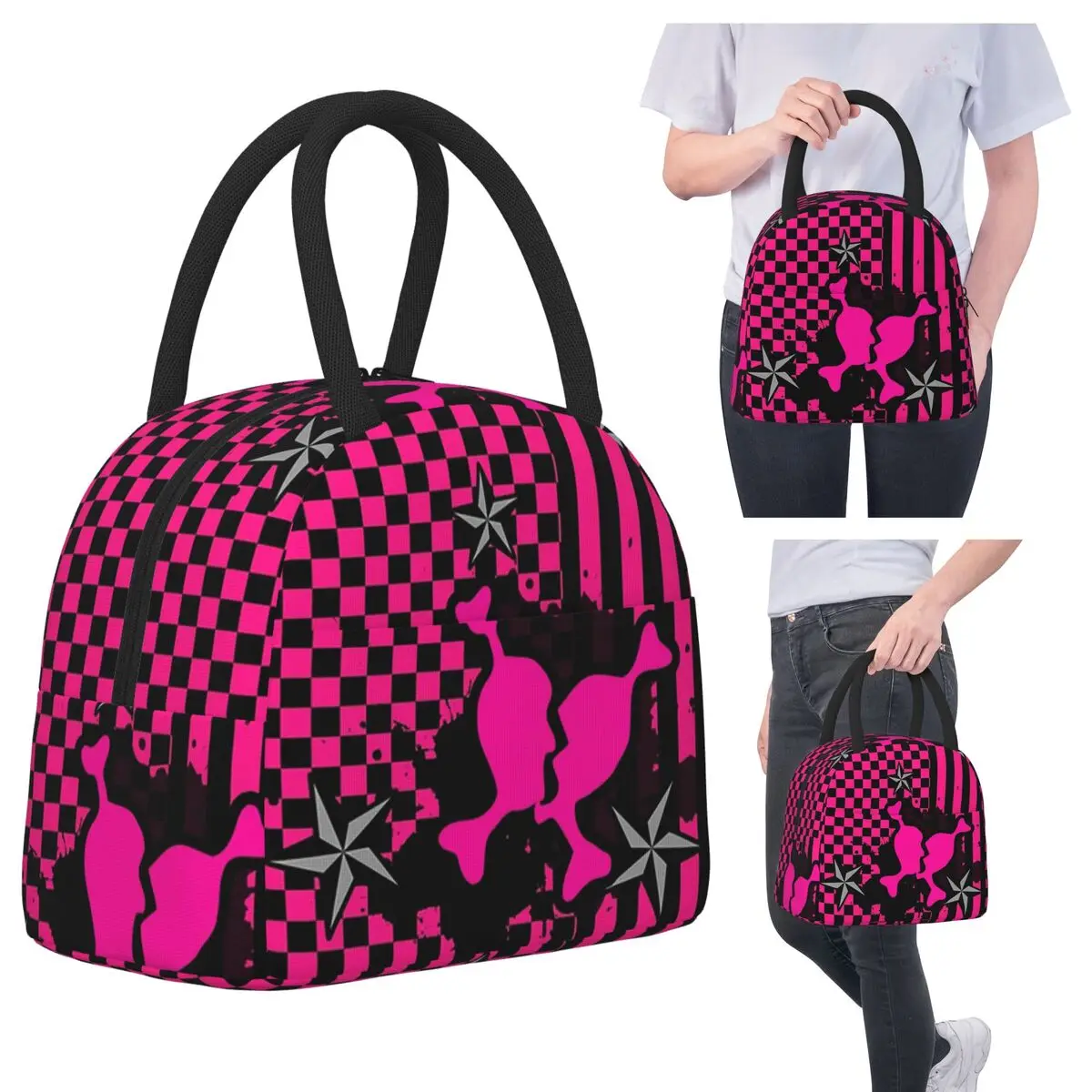 

Punky Pink Emo Insulated Lunch Bag for Women Office Cooler Thermal Food Box Tote Leakproof Lunch Boxes Container