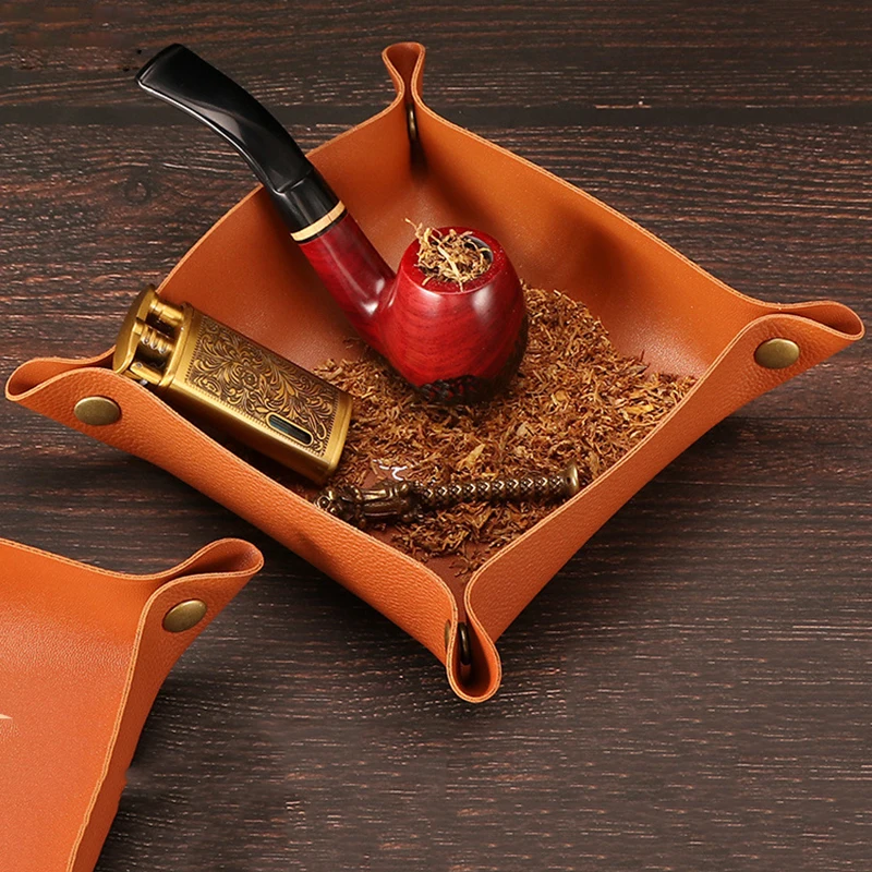 Cigarette Rolling Tray Leather Plate Foldable Tobacco Awakening Case Portable Button storage box