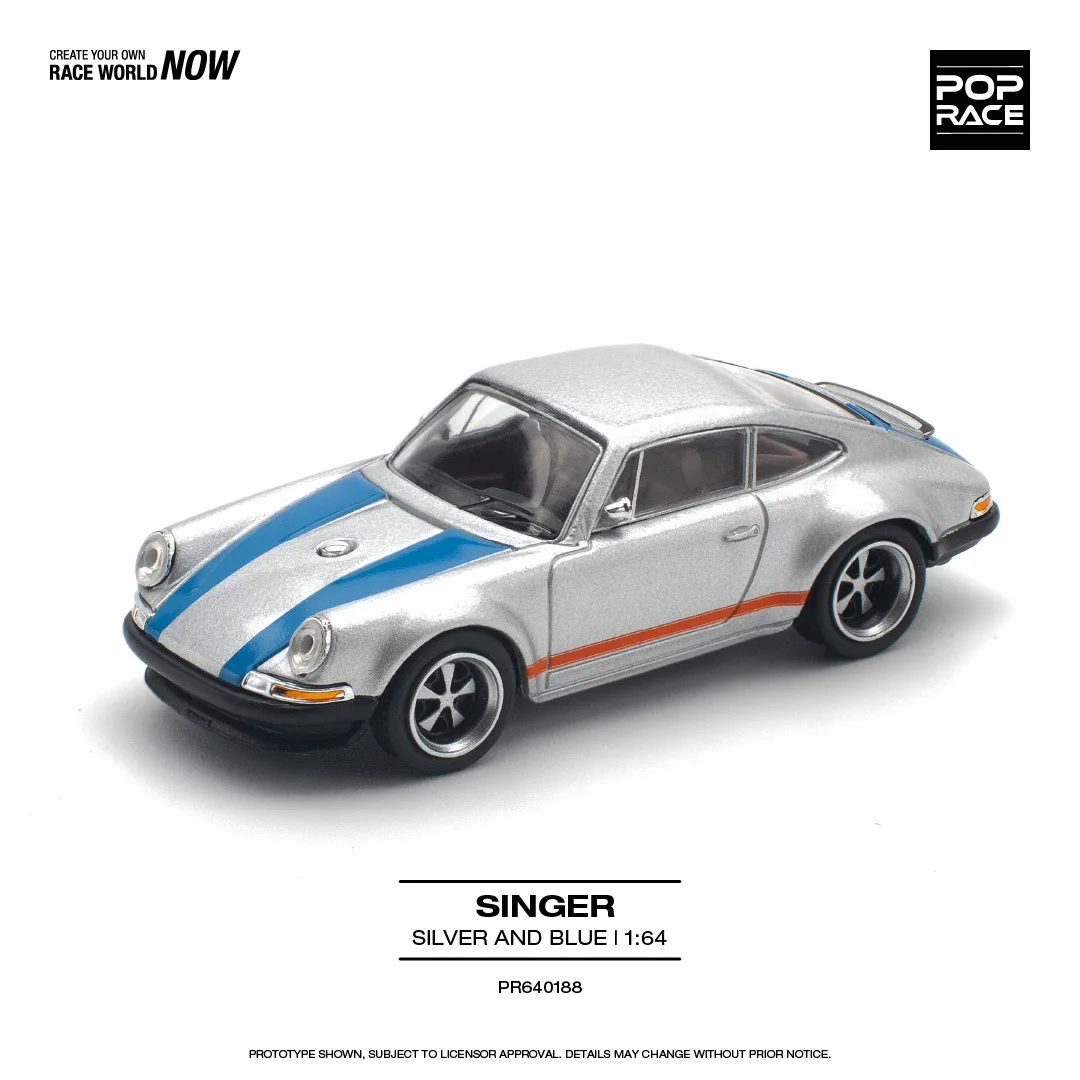 POPRACE 1/64 PR640188 SINGER Silver Blue Alloy Car Model