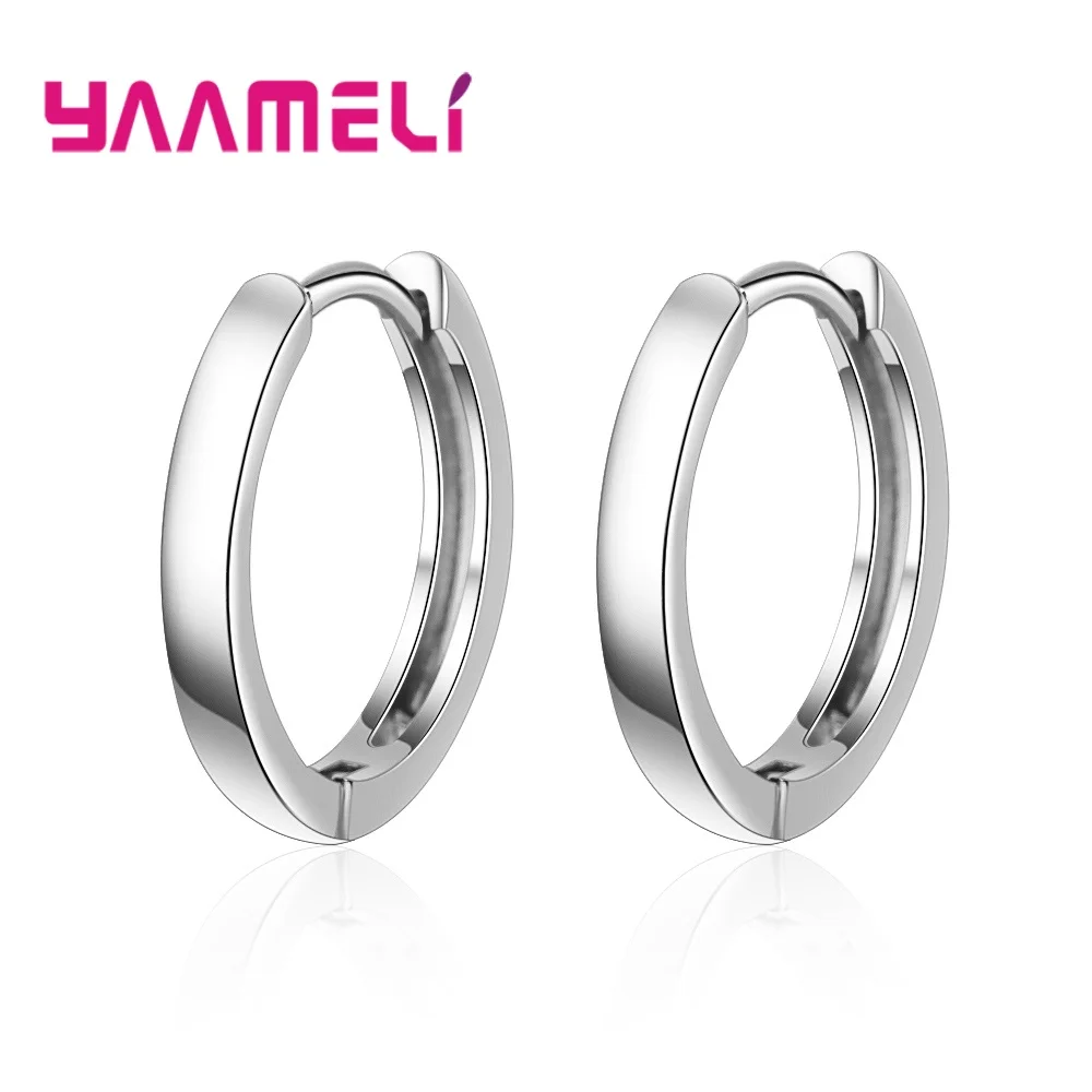 925 Sterling Silver Shiny Simple Round Circles Hoop Earrings Hook Stylish Jewelry for Women Girls Anniversary Birthday Gifts