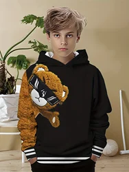 New Boy's Hoodies 3D Print Casual Toy Bear Pattern Baby Boy Clothes Spring and Fall Long-Sleeved Sweatshirts Boy's Outdoor Tops