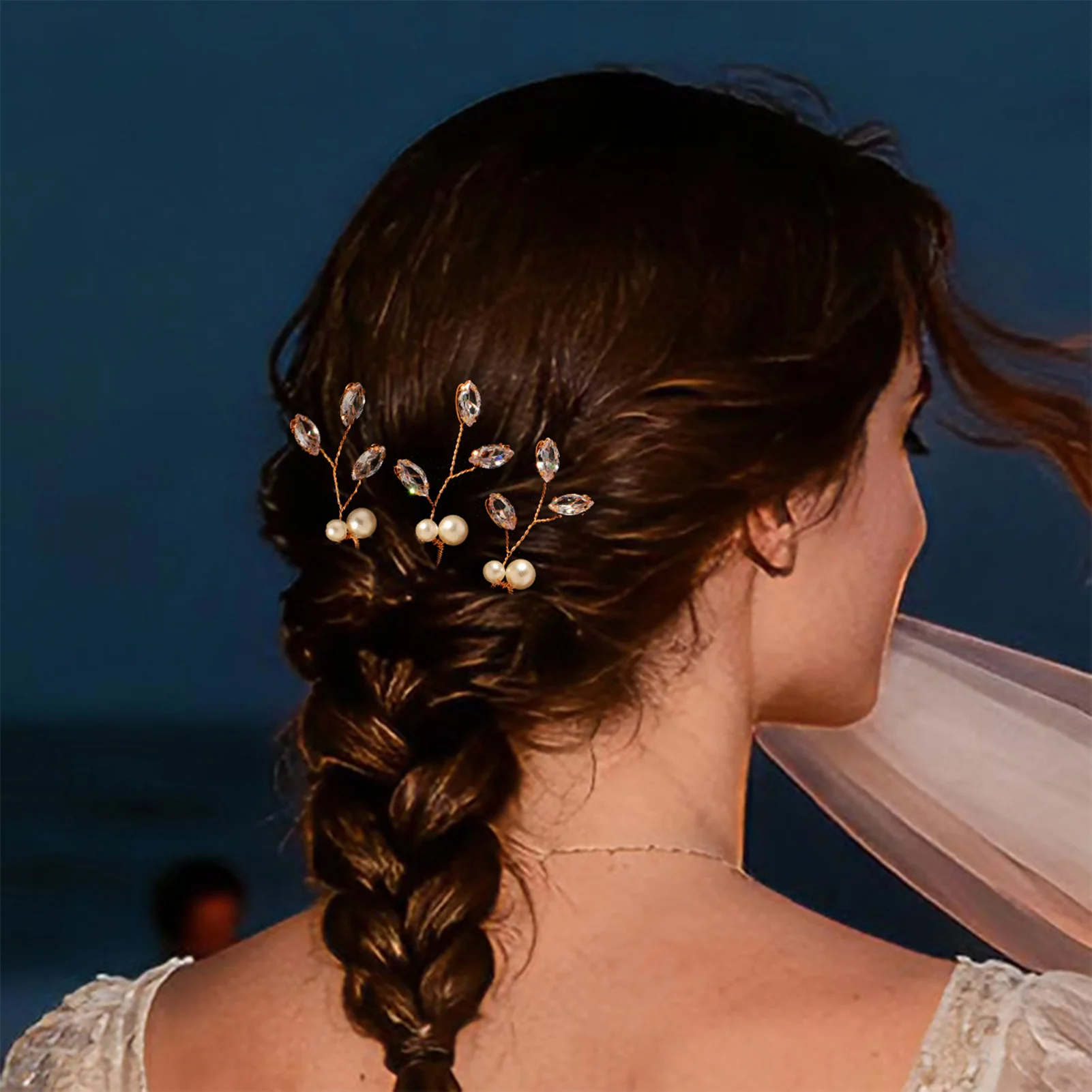 

3pcs U-shaped Pearl Hairpin Set Fashion Girls Prom Tiaras Vintage Hairpin Forks Hair Jewelry For Women Bride Headpiece Headwear