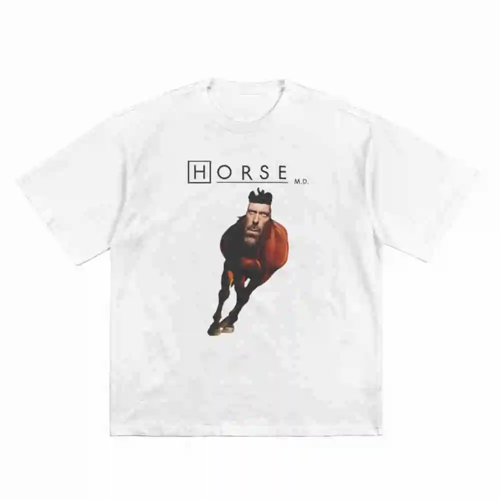 Horsehouse MD Funny Gregory House Pop Culture Meme Short Sleeve Tee 100% Cotton T-Shirt
