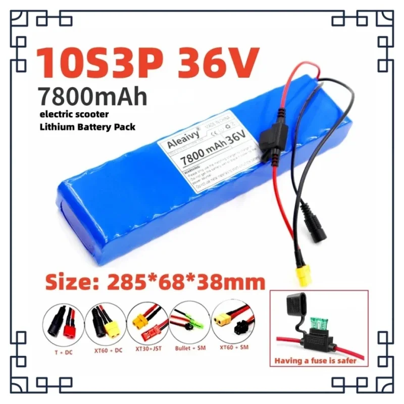 36V 7800mAh 18650 Rechargeable Lithium Battery Pack 10S3P 250W~1000W Power Modified Bicycle Scooter Electric Vehicle with BMS