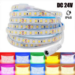 24V IP68 Waterproof LED Strip 120Leds/M Red Ice Blue Green White Pink Yellow Home Garden Decor Flexible Ribbon Rope Light