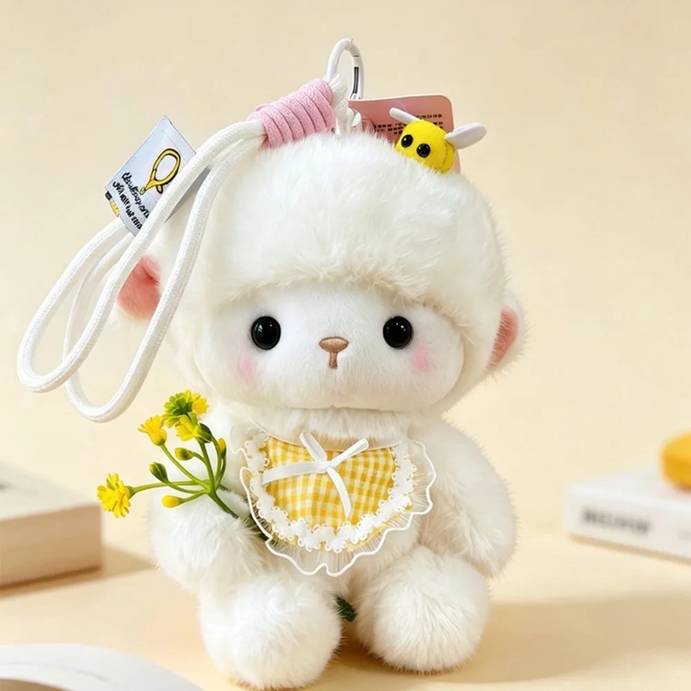 Plush Floral Skirt Plush Lamb Charm Soft Flower Decoration Backpack Pendant Ornament Lamb Shape Sheep Doll Keychain