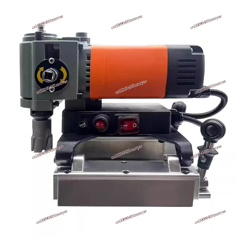 Horizontal round tube permanent magnet magnetic drilling punching flat steel plate opening machine