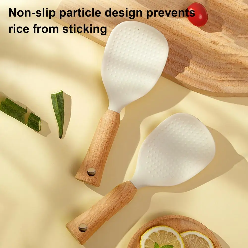 Heat Resistant Rice Shovel Non-stick Standing Rice Spoon with Heat Resistant Paddle Silicone Rice Spoon for Serving for Grains