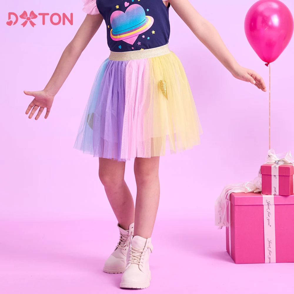 DXTON Kinder Mini Flauschigen Rock Herz Gedruckt Mesh Tutu Mädchen Rock Farbe Passenden Tüll Kleinkind Kinder Tanzen Röcke Kostüme