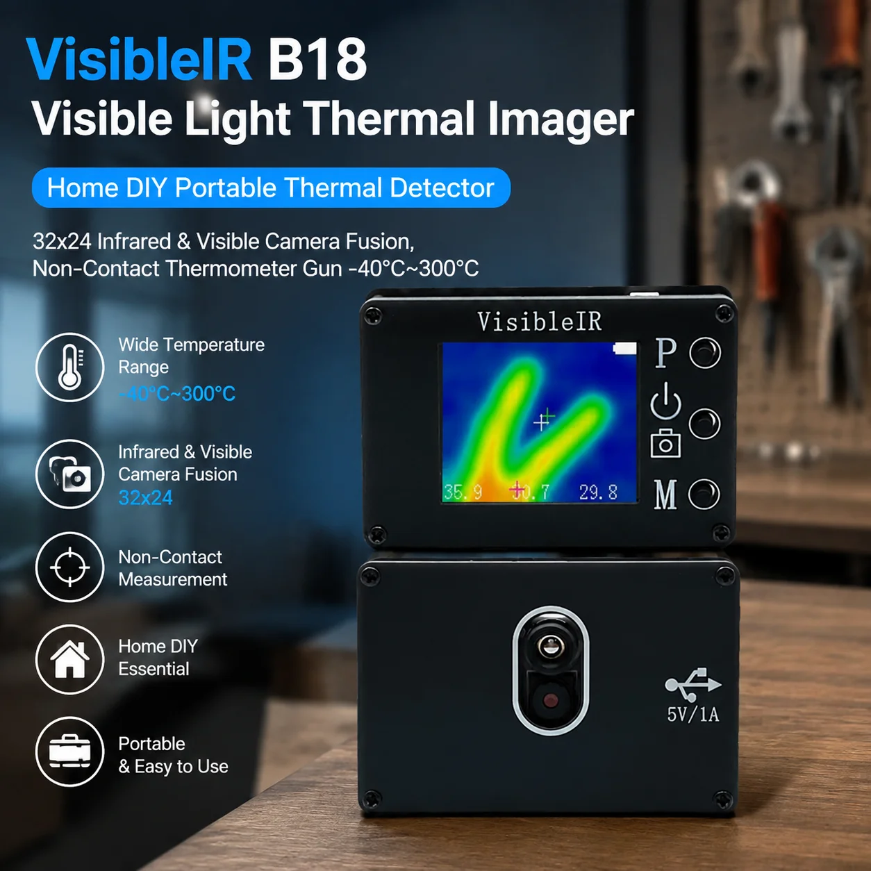 visibleir-b18-visible-light-fusion-thermal-imager-portable-non-contact-temperature-measuring-instrument-40℃-~-300℃