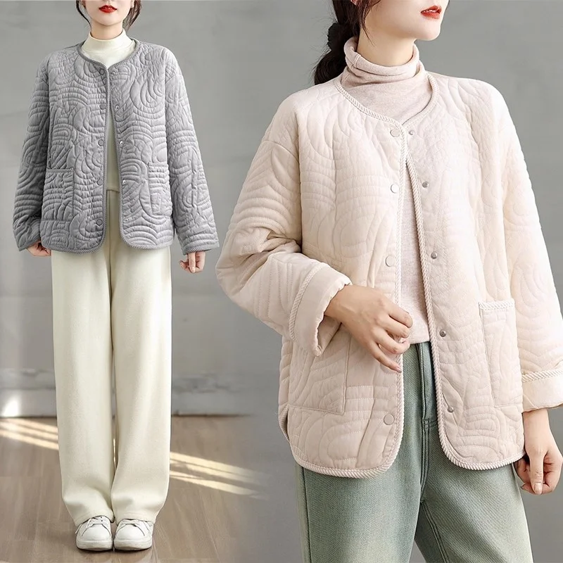 Velvet Popular Autumn And Winter Cotton Clothing For Women 2025 Short Style Artistic Loose Casual Quilted Jacket Top W1116
