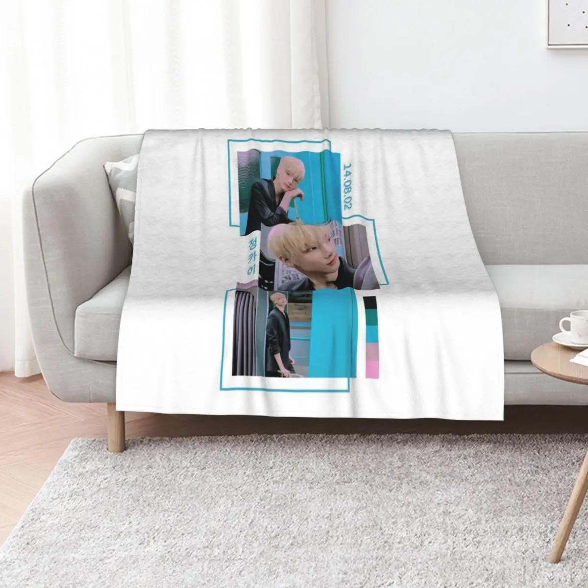 

TXT Huening Kai FREEZE Concept Collage Throw Blanket Moving Kid'S Flannel Bed Blankets