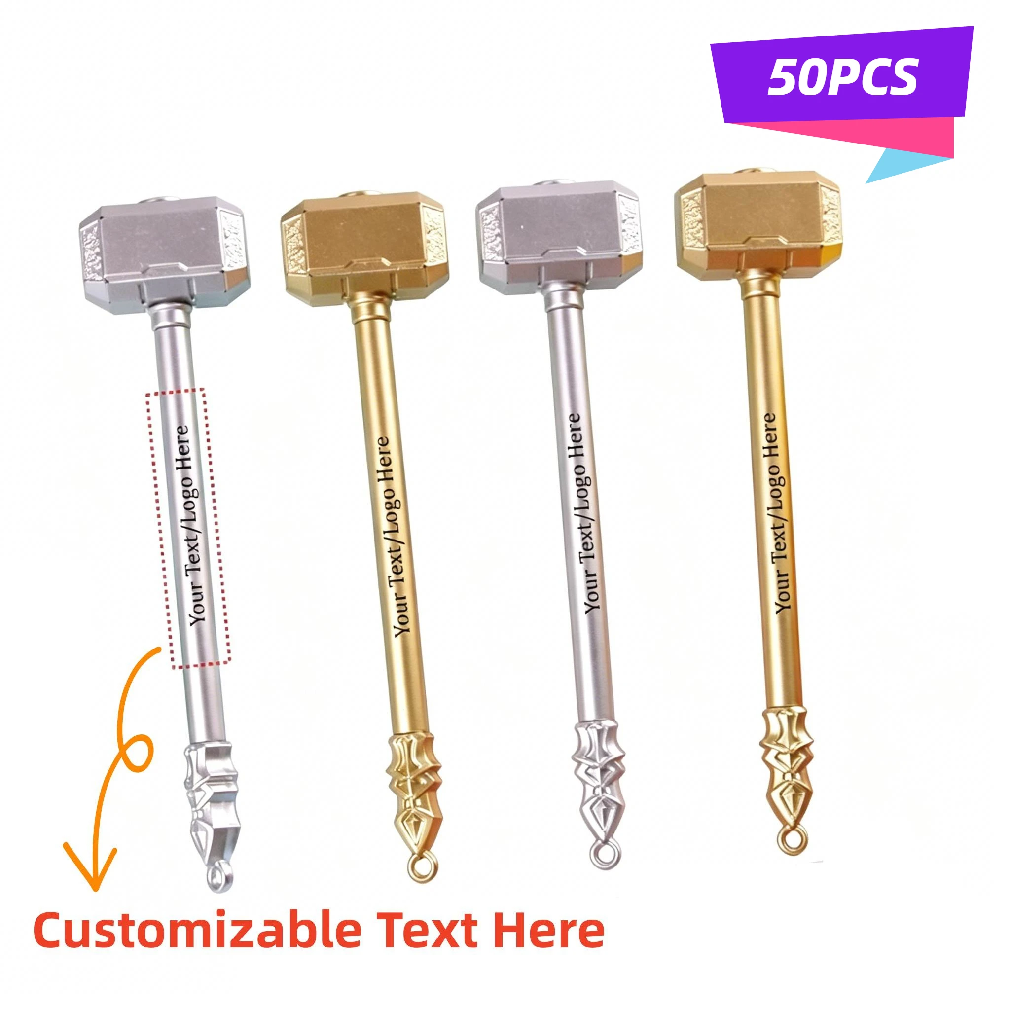

50pcs Hammer Neutral Gel Pens Customized with Logo for Company Advertising Promotional School Supplies Personalized Gifts