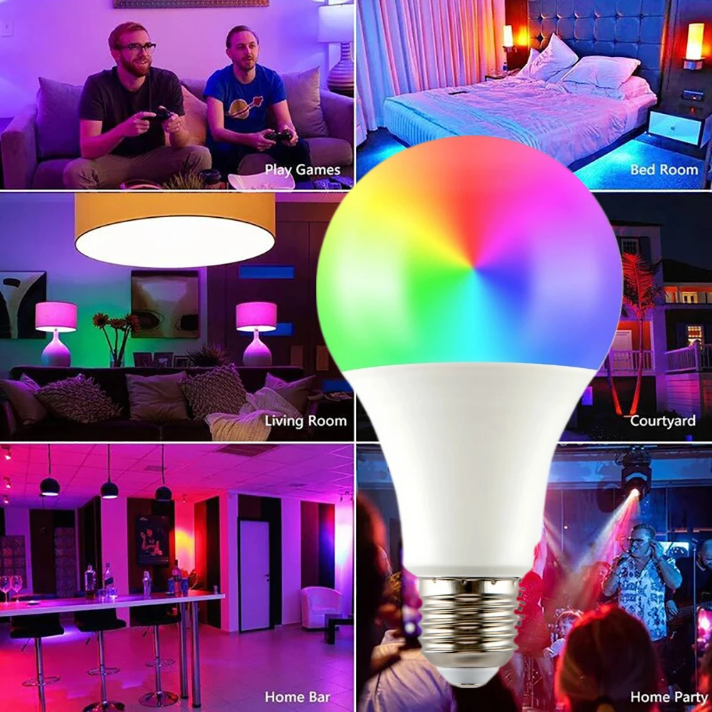 16 Colors RGB Bulb Led Multicolor Bulb E27 Dimmable 24 key IR Remote Control Smart Lamp Atmosphere Light 220V Household Lighting