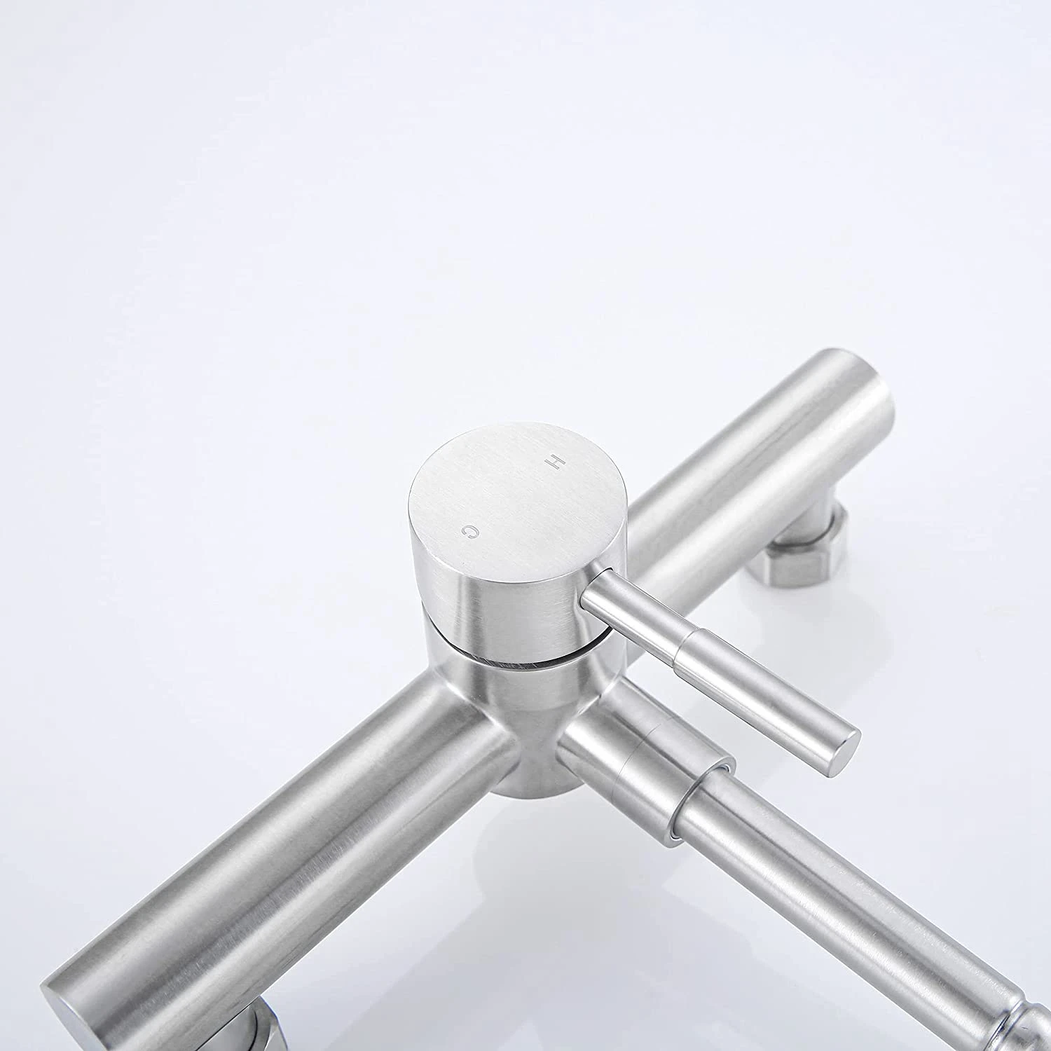 

N10R-Wall Mount Kitchen Faucet 8 Inch Center ,With Dual Function Flexible Sprayer,Mixer Stainless Steel Constructed Bar Tap