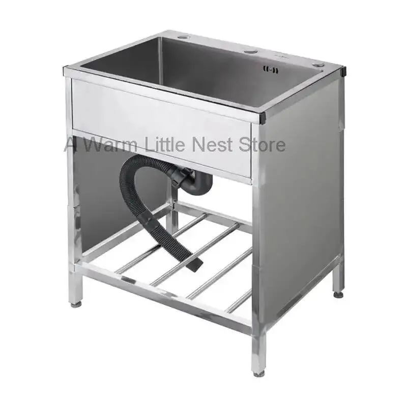 Stainless Steel Kitchen Sinks Kitchen Sink Household with Fence Bracket Handmade Vegetable Single Washing Sinks Dishwashing Sink