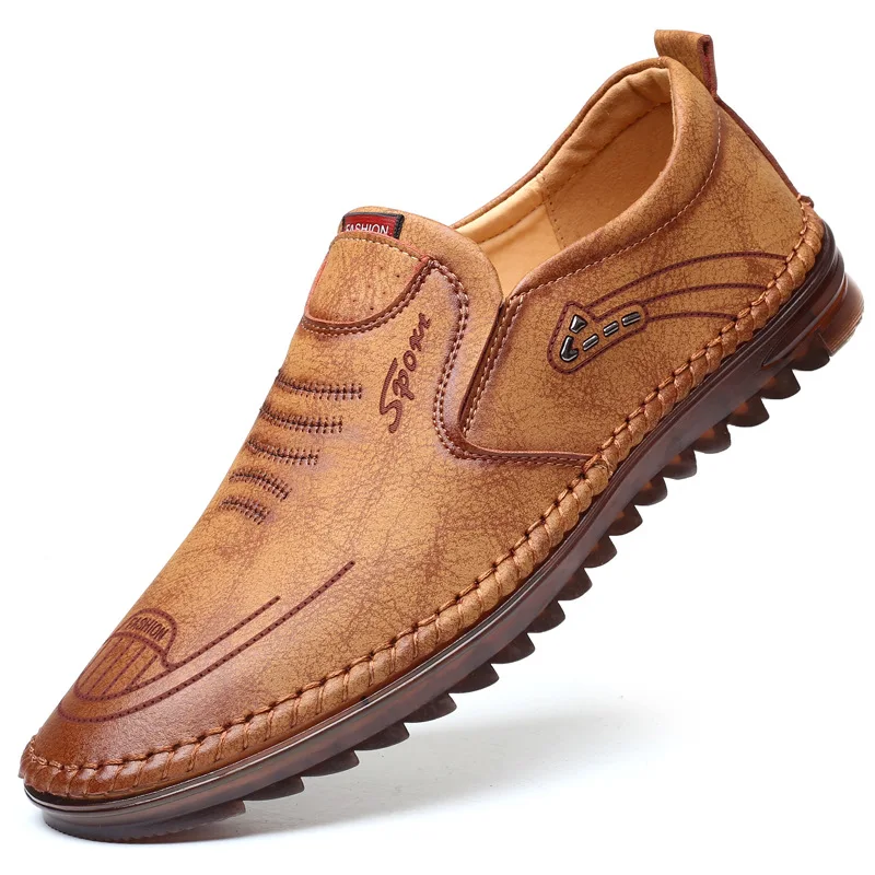 Zapatos de cuero de microfibra para hombre, mocasines informales de cuero, antideslizantes, suela inferior de tendón suave, para jóvenes, novedad de 2022