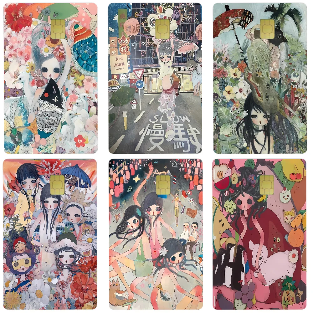 

Aya Takano Anime 4pcs 1Set Credit Debit Card Sticker Party Sticker Decoration Waterproof Small Chip Card Skin Sticker