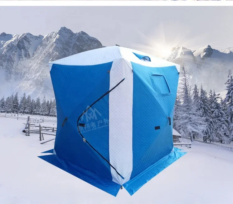 High Quality Portable Foldable Outdoor Camping Equipment Waterproof Pop Up Winter 4 Person Ice Cube Fishing Shelter Tents