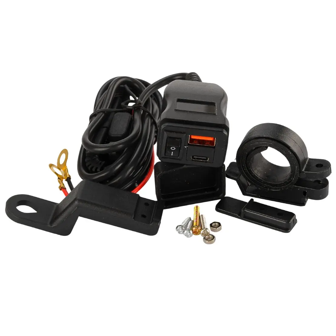 Pengisi Daya Cepat Port USB PD QC3.0 untuk Stang Sepeda Motor, Panel Soket Tahan Air, Adaptor Pengisian Daya Cepat