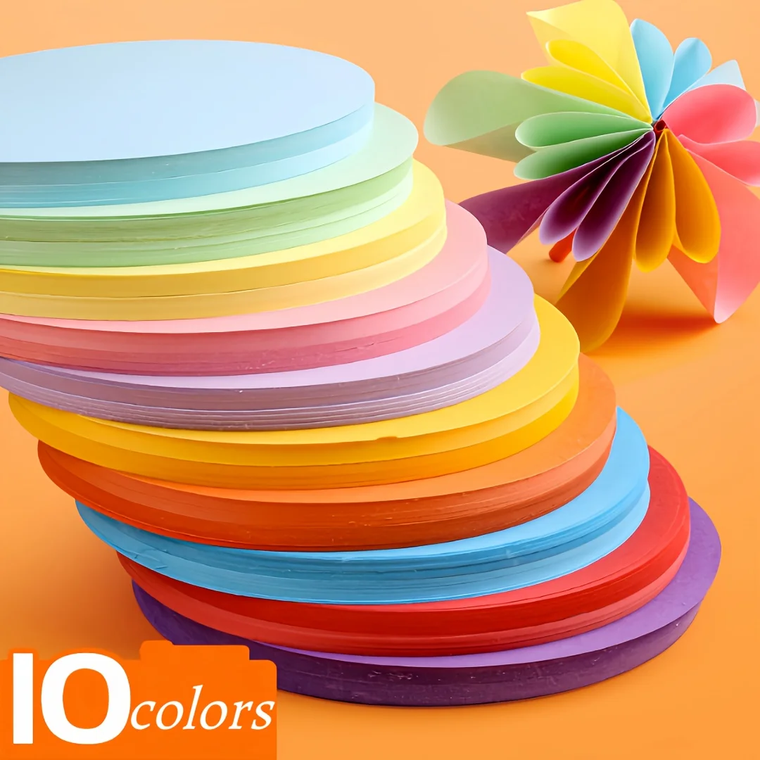 100 Hojas de Cartulina Redonda de Alta Calidad en Colores Vibrantes Surtidos para Proyectos de Arte, Origami, Dibujo y Manualidades