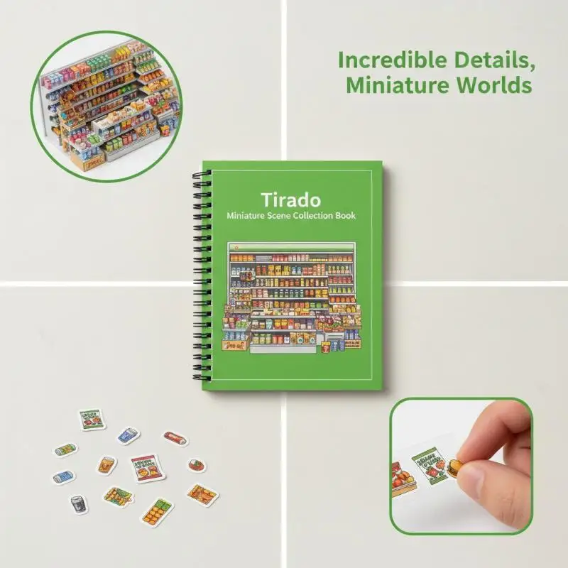 Sticker Scene Collection Book 10 Simulated Shop Scenes Premium Thick No Bleed Paper for Cute Sticker Collection Display