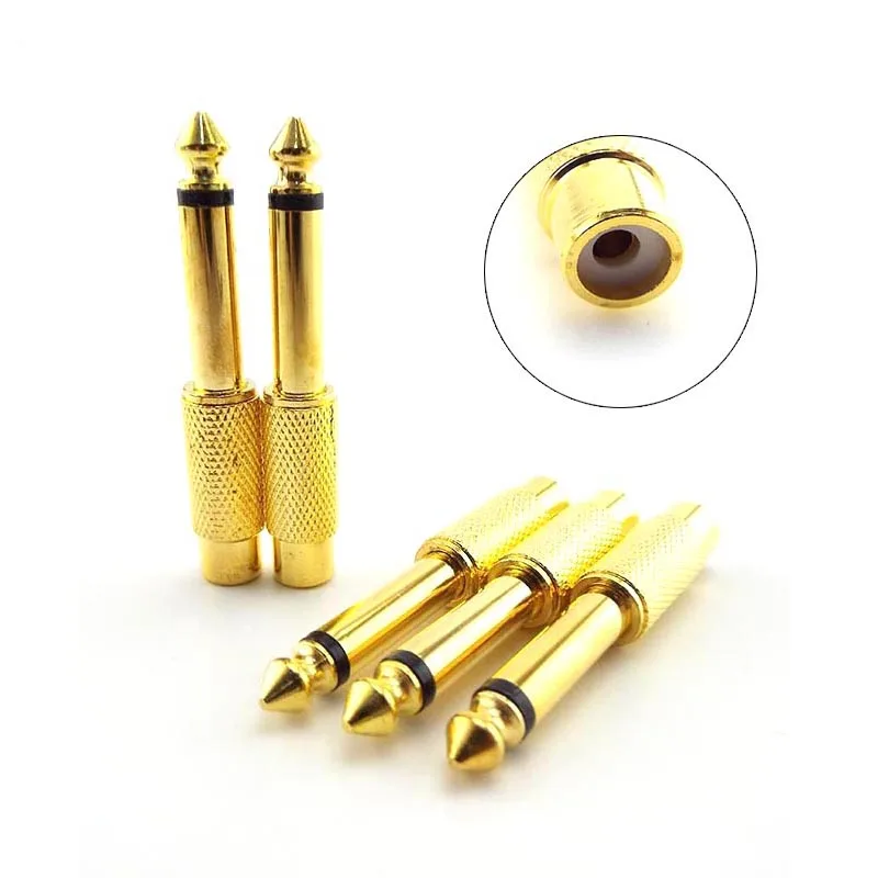 5pcs Golden Audio Adapter 6.35mm 1/4