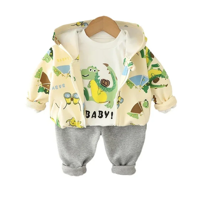 

New Autumn Baby Clothes Children Boys Sports Cartoon Hooded Jacket T-Shirt Pants 3Pcs/Set Toddler Girls Clothing Kids Tracksuits