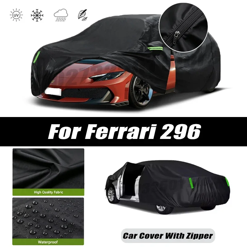 For Ferrari 296 Car Covers Outdoor Waterproof Sun Rain Snow Protection UV Car Zipper Design Car Cover Accessories