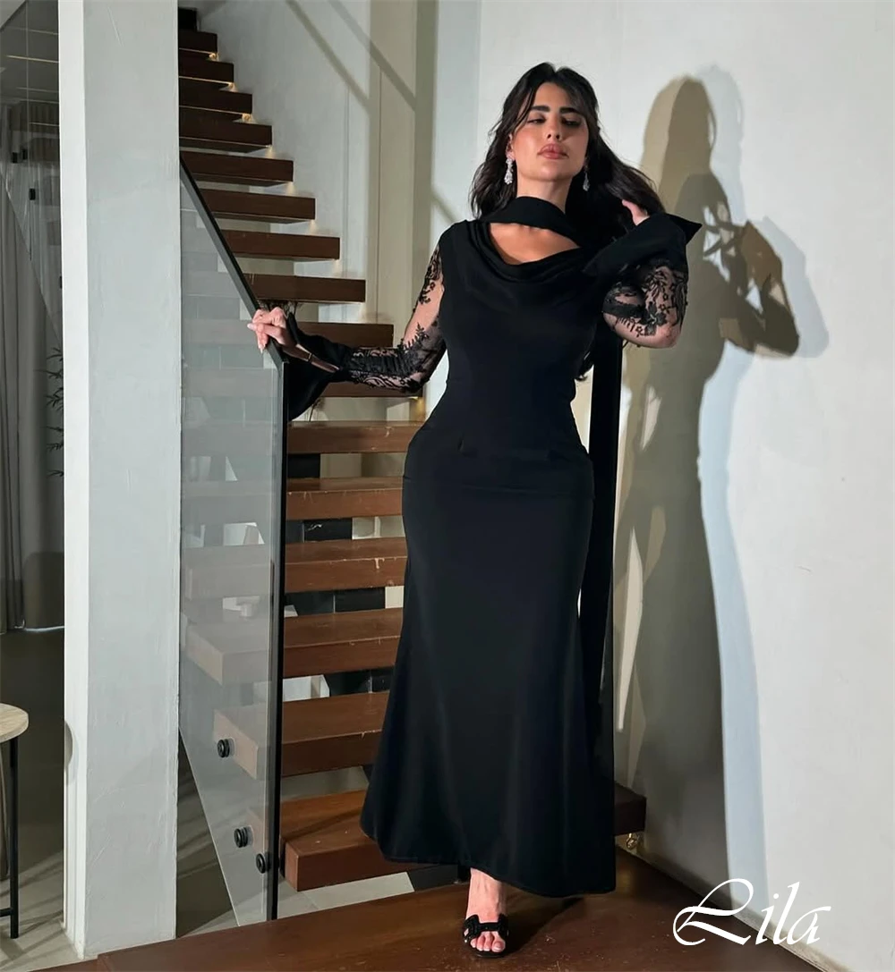 

Customized V-Neck Long Sleeves Sexy Cocktail Dress Mermaid Satin Appliques Temperame High Quality nt Prom Dress Evening Dress
