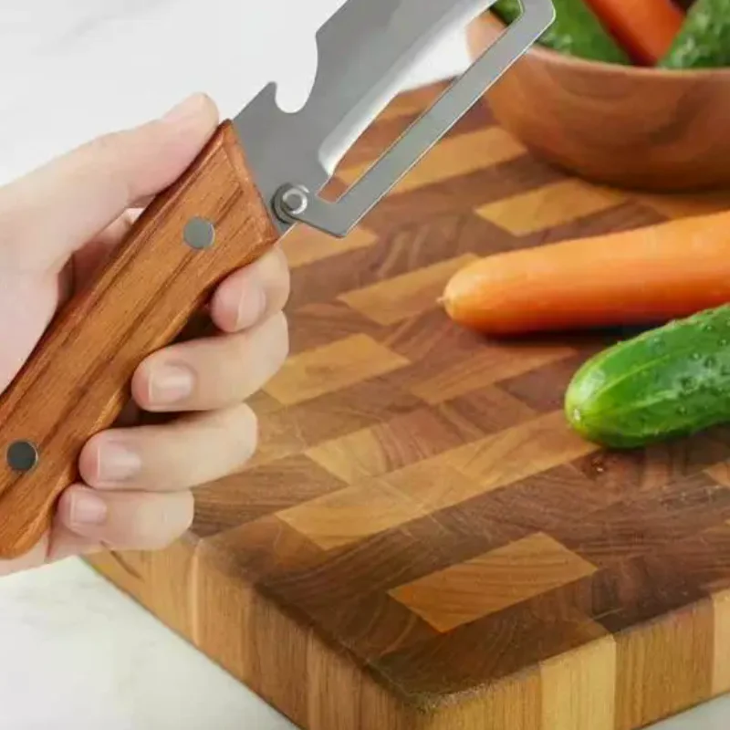 Stainless Steel Fruit Peeler 2-in-1 Bottle Opener Paring Knife Planer Sugarcane Potatoes Fruit Vegetables Scraping Kitchen Tools
