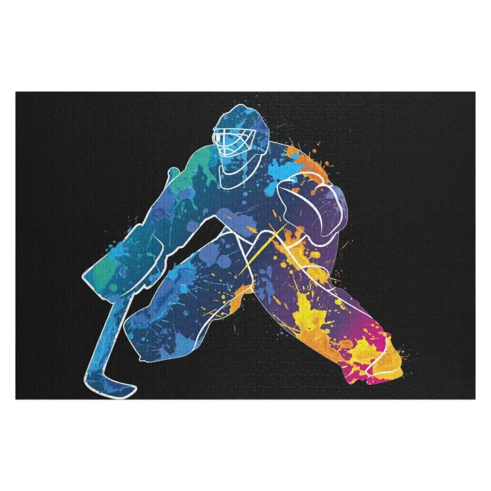 

Ice Hockey Goalie Abstract Color Splash Design Jigsaw Puzzle Personalized Wooden Name Personalized Name Personalize Puzzle