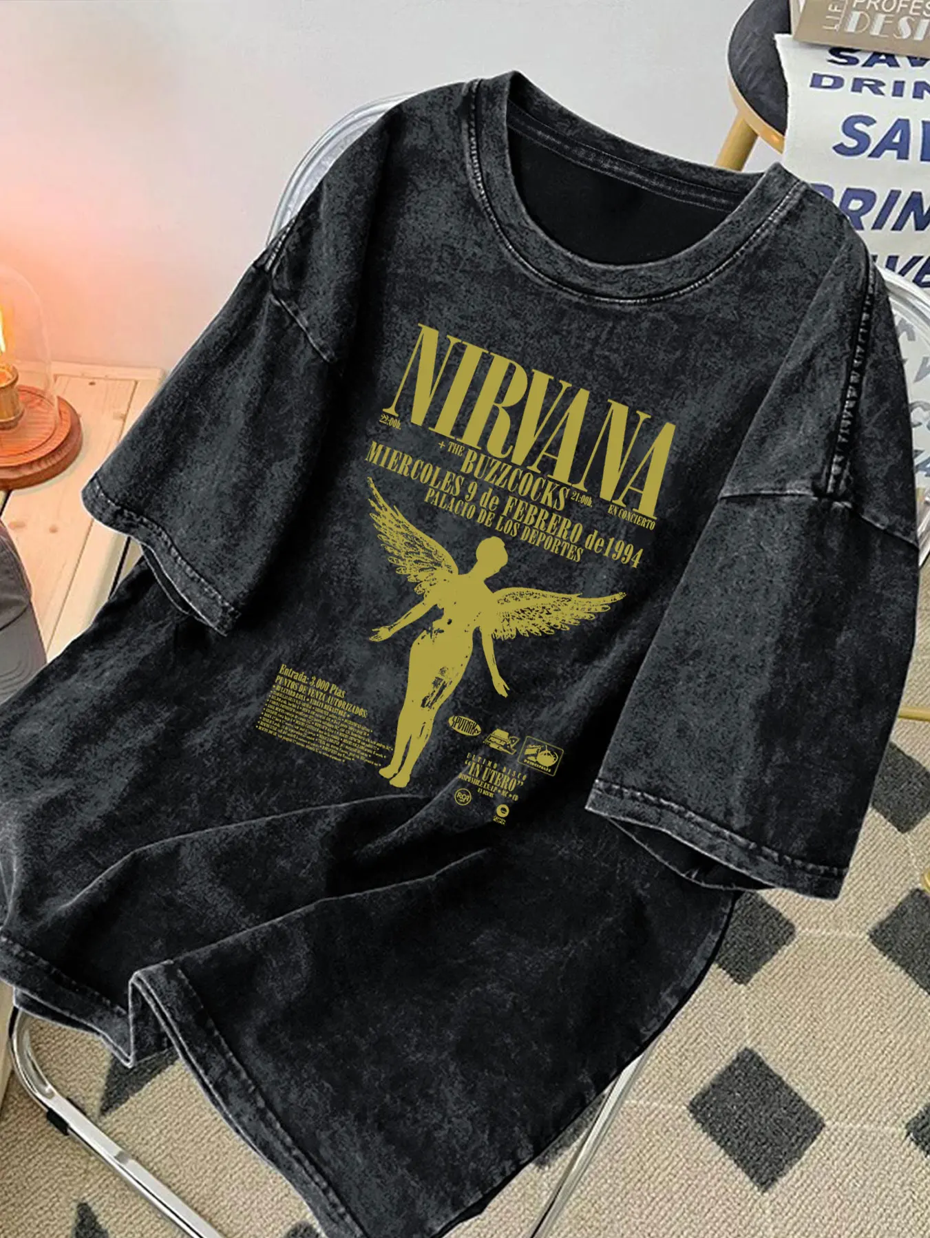 NIRVANA Muster gewaschen Vintage T-Shirts Rock Band Y2k Grafik Top Shirts für Frauen Mode Frauen Kleidung – Detail 4
