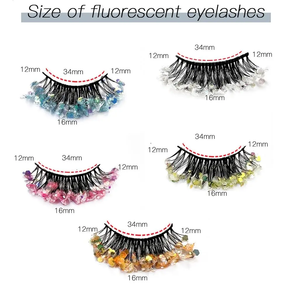 2 box Thick Fluffy Lashes Glitter Colored Eyelashes Sequin Shiny Luminous Eyelashes Exaggerated Lashes Extension