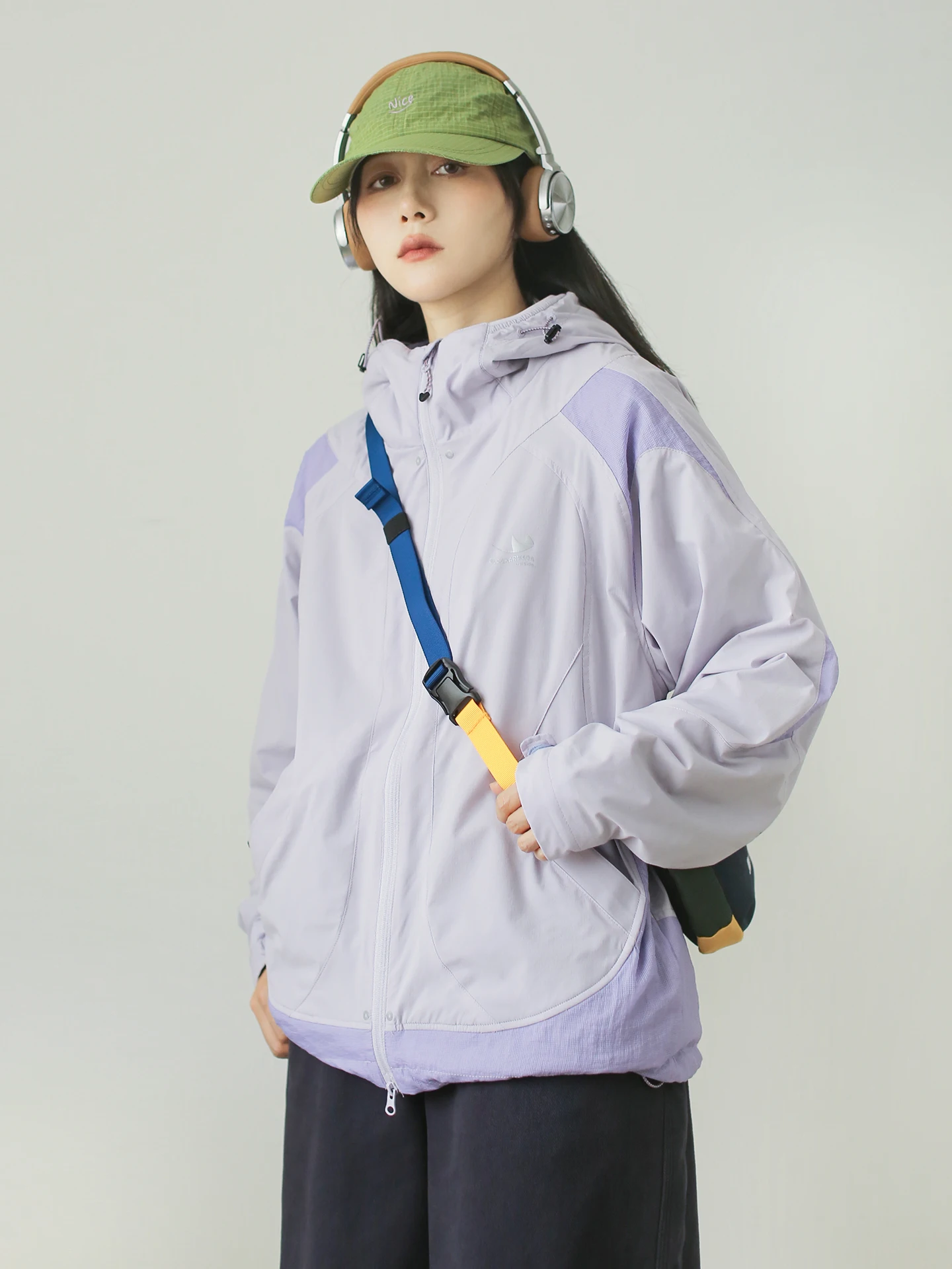 Mandu Neutral Style Hooded Short Jacket Women's Loose Zipper Jacket Outdoor Sports Fleece Windproof Outerwear