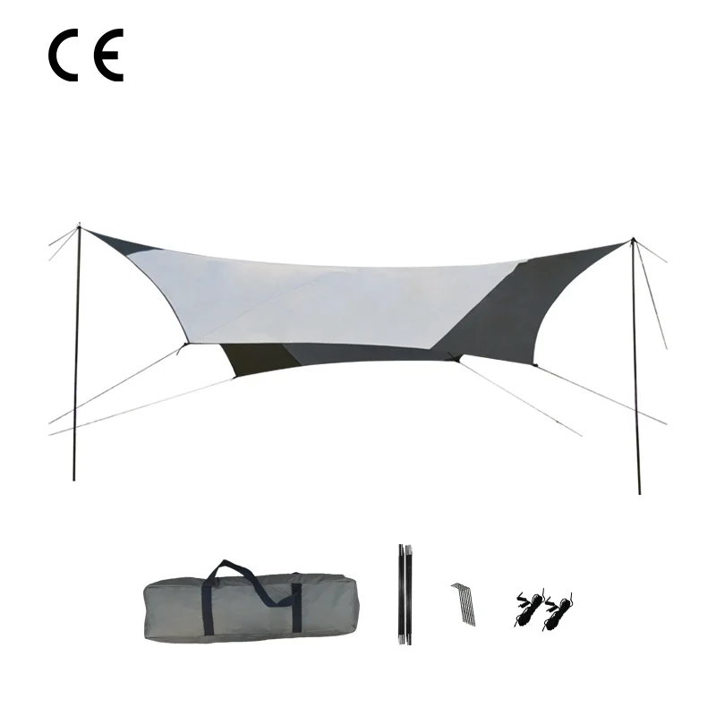

Customized New Design Lightweight Waterproof Fly Tent 210T Silver Coating Tarp Camping For Outdoor