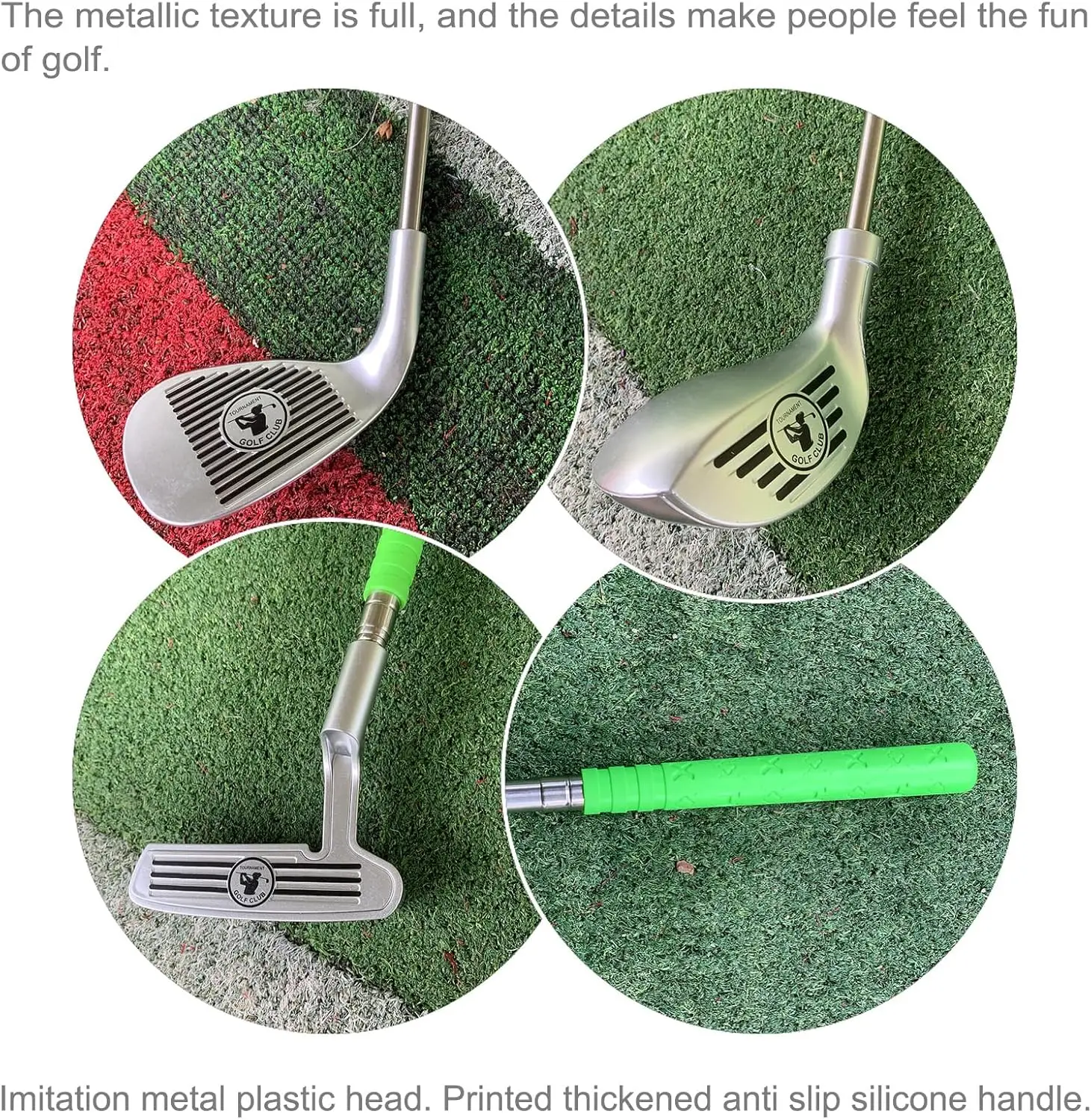 2-in-1 6-pole telescopic golf 26 inch (66CM) accessory set for 3-6 year old children's entertainment golf with large green simul
